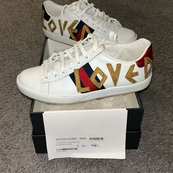 Gucci Ace “LOVED” sneakers 35 1/2 - Picture 1 of 4